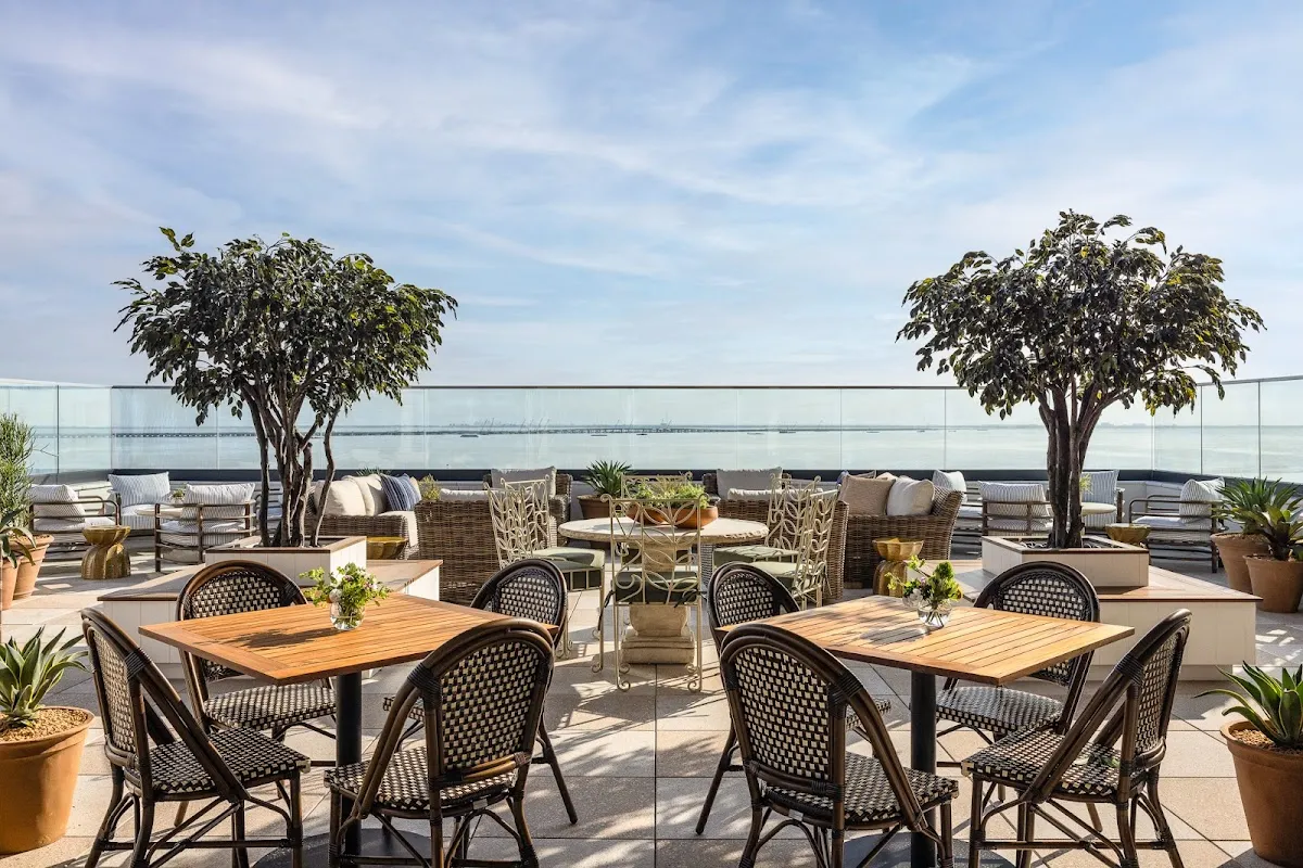 Casa Cami's rooftop terrace in golden-hour light, Westshore, Tampa.